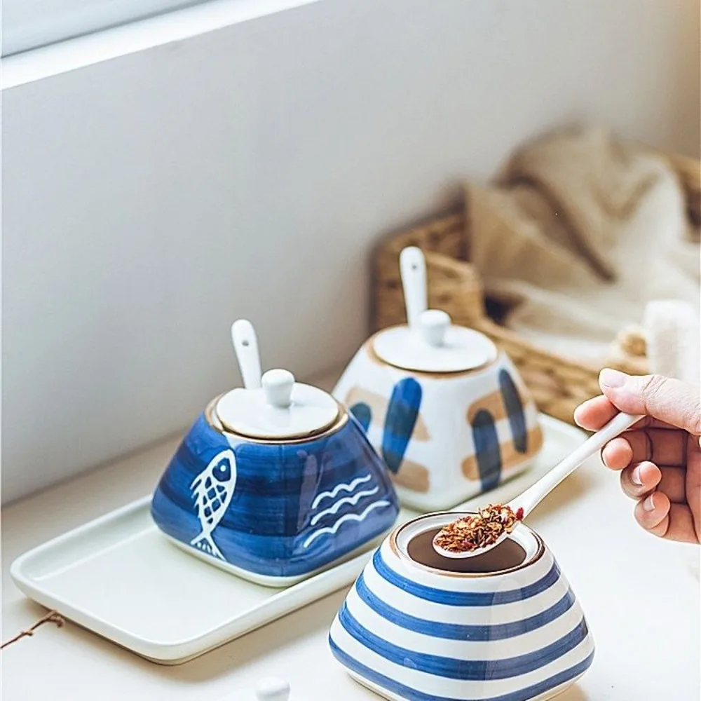Tea Coffee Sugar Container - صندوق توابل ياباني، وعاء زجاجة 300