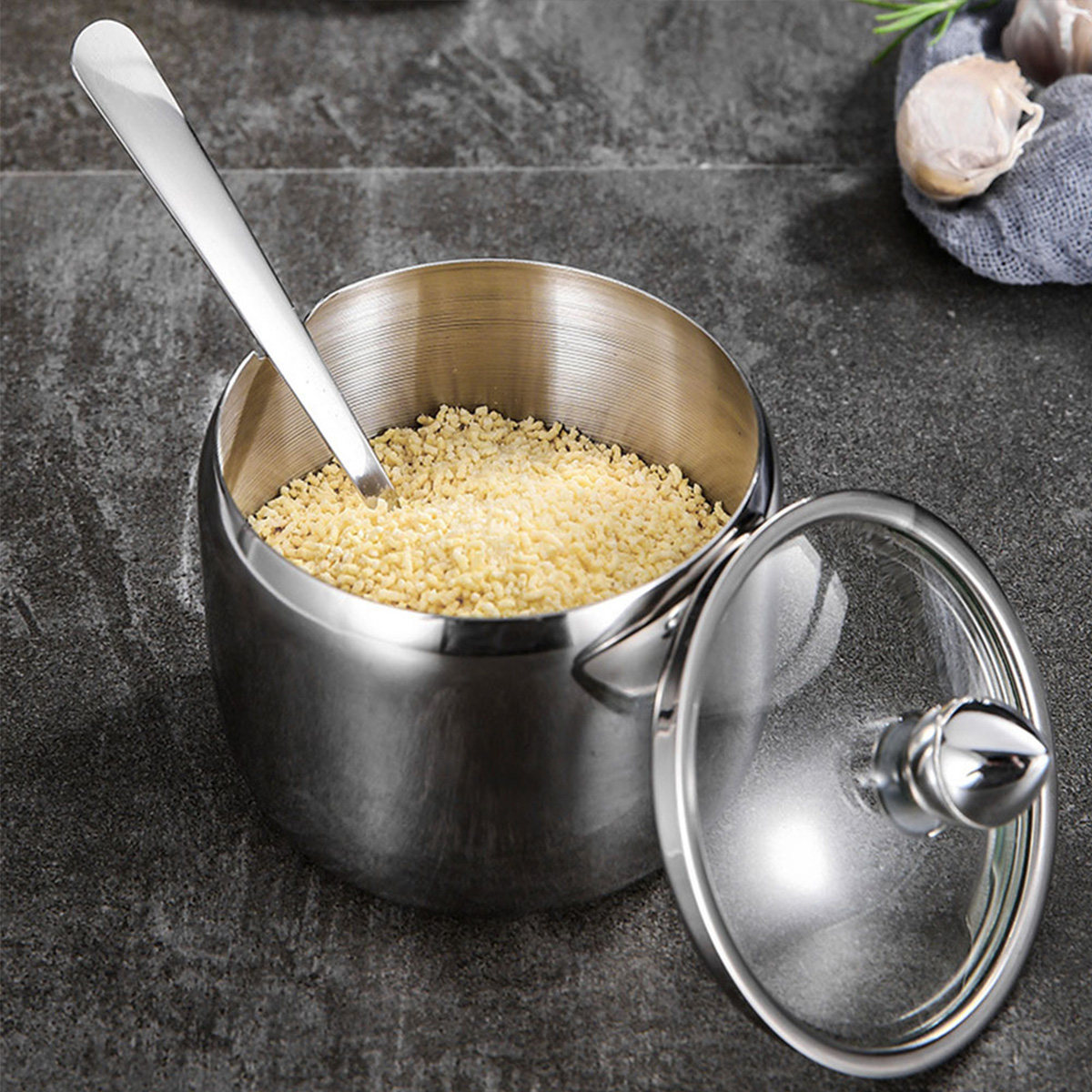 Tea Coffee Sugar Container - وعاء توابل من الفولاذ المقاوم للصدأ
