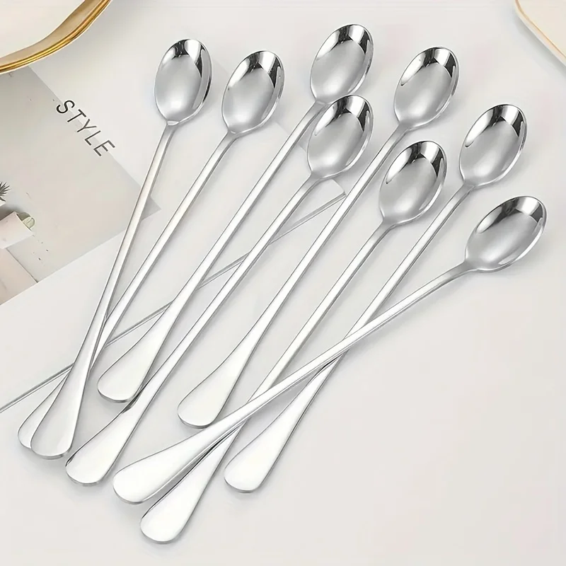 Tea Coffee Utensils - طقم ملاعق بمقبض طويل 1/10 قطع