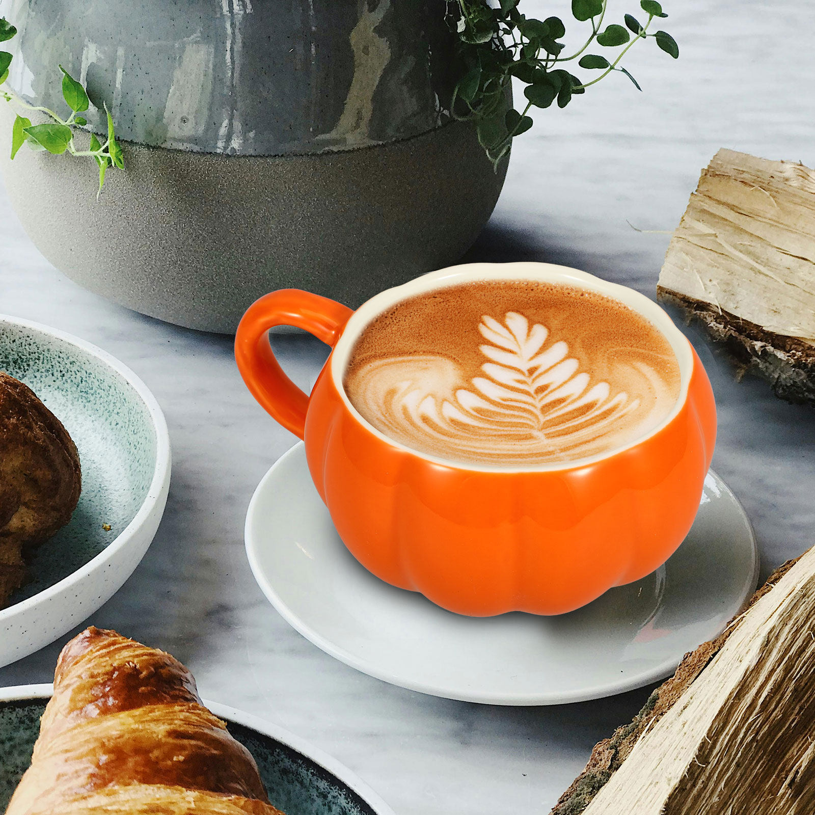Coffee Tea Break - كوب شاي سيراميك مبتكر بتصميم اليقطين