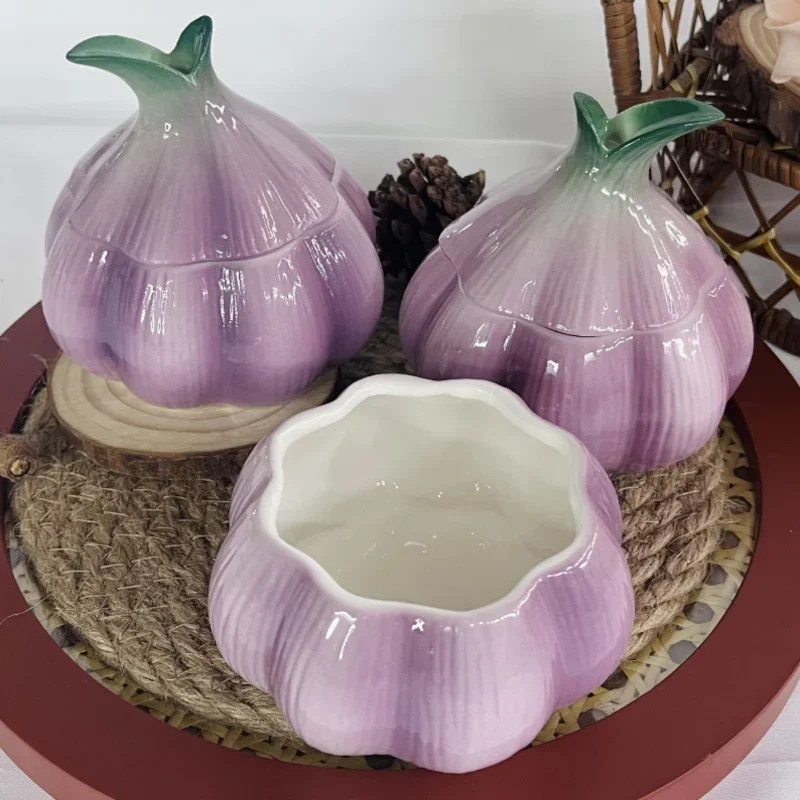 Tea Coffee Sugar Container - الأرجواني الثوم السيراميك تخزين جرة المطبخ