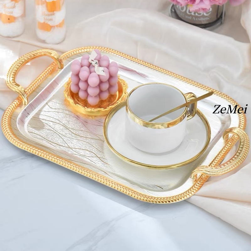 Coffee Tea Break - صينية فواكه معدنية على الطراز الفرنسي،