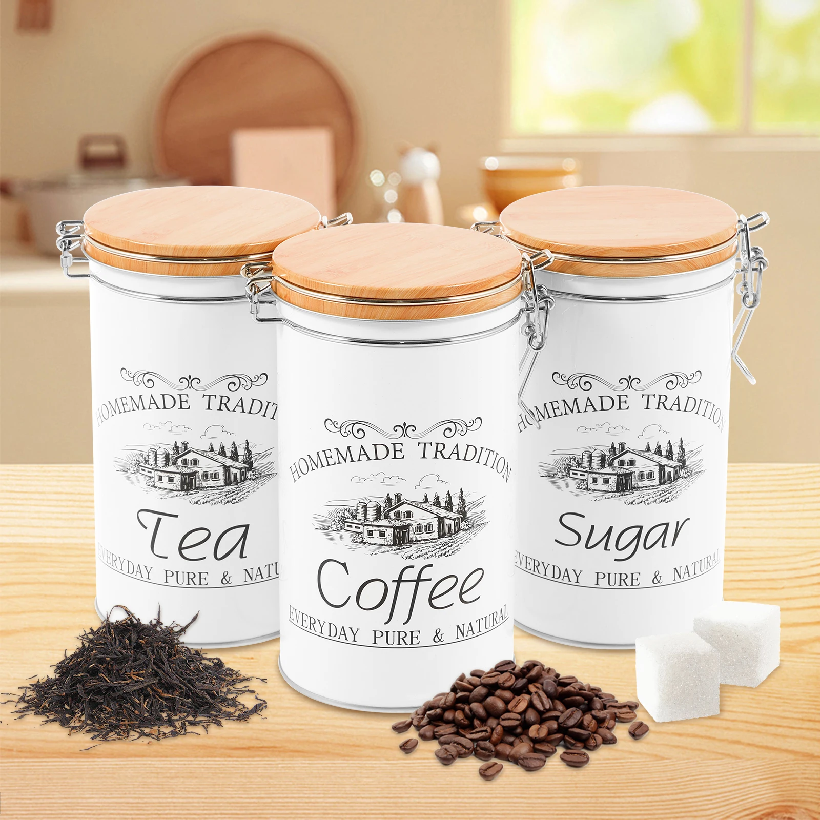 3 قطعة/المجموعة الشاي القهوة ا - مراجعة Tea Coffee Sugar Container وسعره