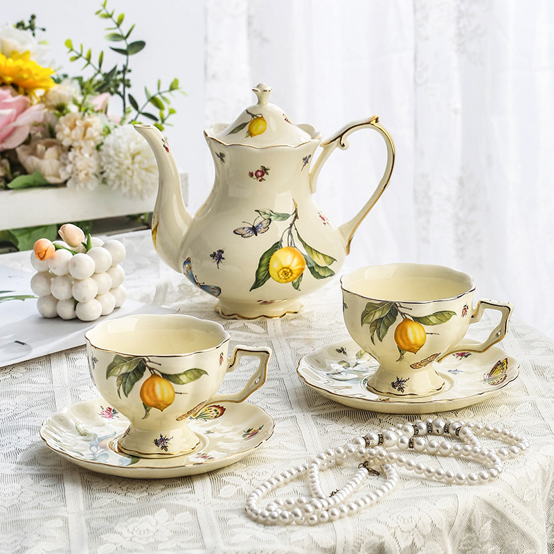 طقم شاي بتصميم ريفي أوروبي، إب - مراجعة Lemon Tea Coffee وسعره