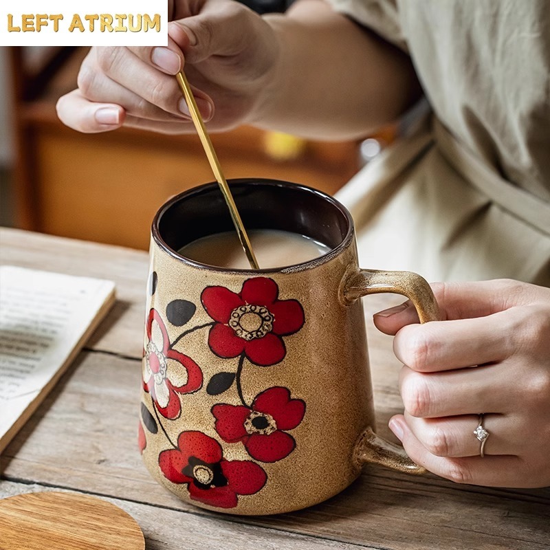 كوب سيراميك مزخرف برسومات يدوي - مراجعة Tea Coffee Utensils وسعره