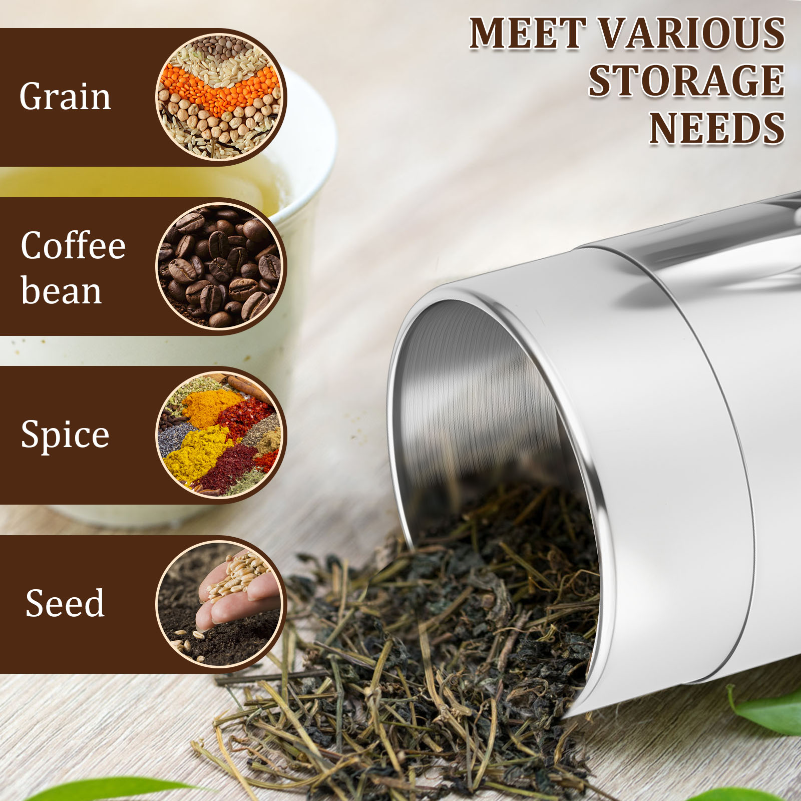 الفولاذ المقاوم للصدأ أوراق ال - مراجعة Tea Coffee Sugar Container وسعره