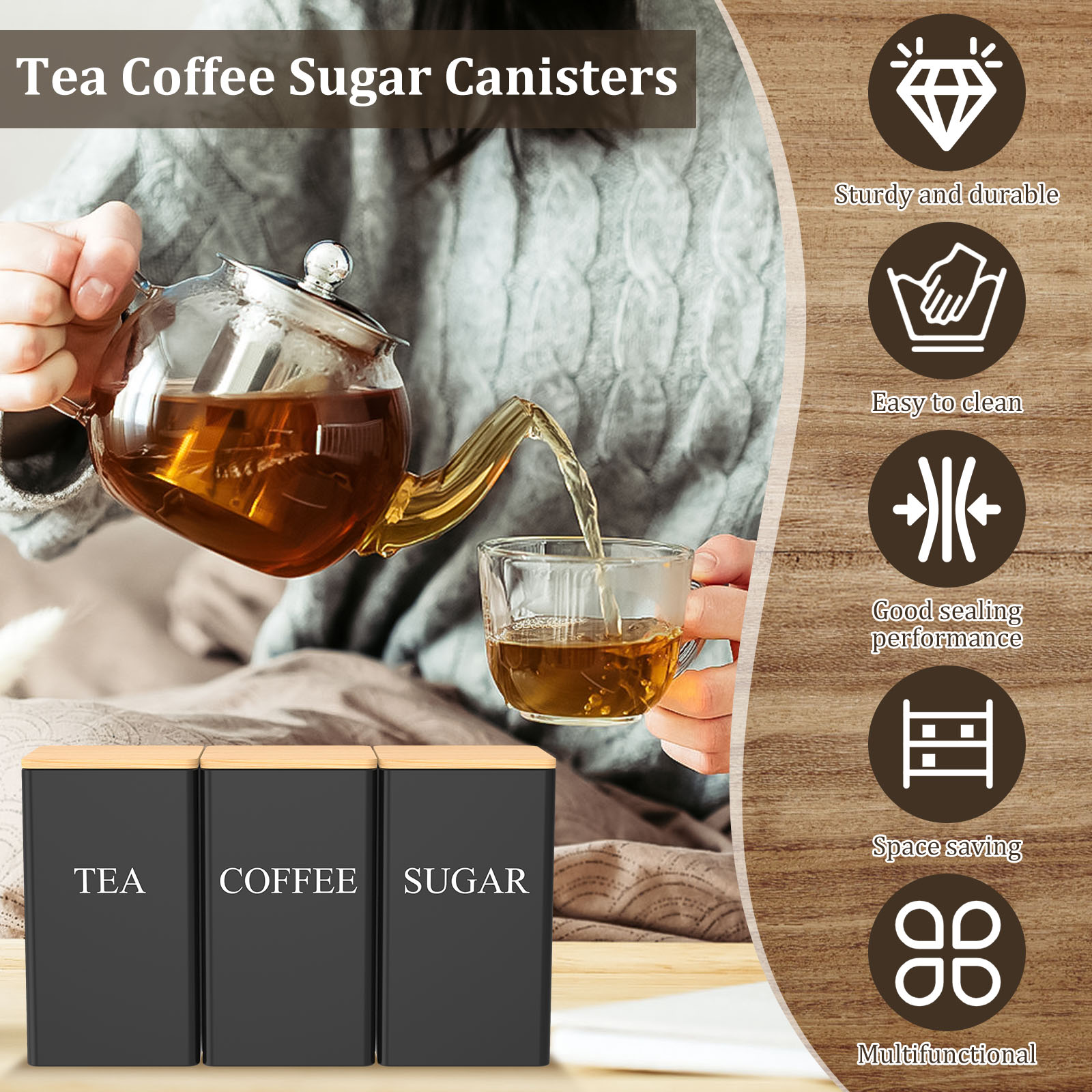جرة تخزين حبوب البن، حاوية معد - مراجعة Tea Coffee Sugar Container وسعره